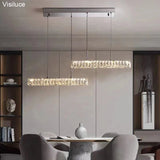 Italian Minimalist Line Long Luxury Crystal Chandelier - Hans Lumiere