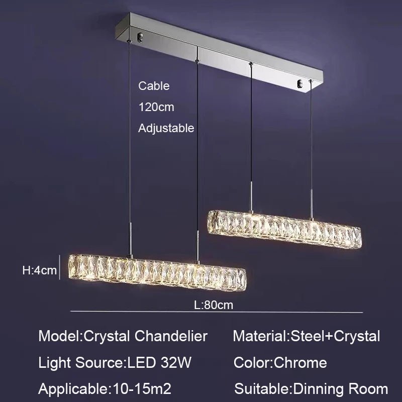 Italian Minimalist Line Long Luxury Crystal Chandelier - Hans Lumiere