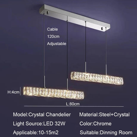 Italian Minimalist Line Long Luxury Crystal Chandelier - Hans Lumiere