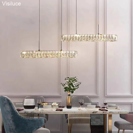 Italian Minimalist Line Long Luxury Crystal Chandelier - Hans Lumiere