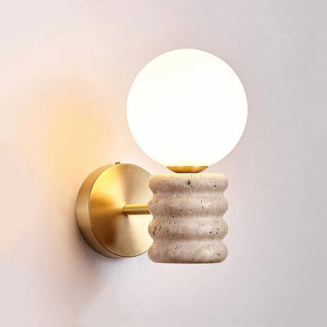 Japanese Fresh Natural Yellow Travertine Wall Lamp - Hans Lumiere