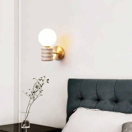 Japanese Fresh Natural Yellow Travertine Wall Lamp - Hans Lumiere