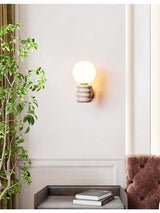 Japanese Fresh Natural Yellow Travertine Wall Lamp - Hans Lumiere