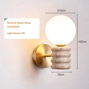 Japanese Fresh Natural Yellow Travertine Wall Lamp - Hans Lumiere
