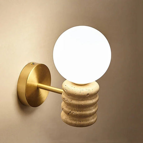 Japanese Fresh Natural Yellow Travertine Wall Lamp - Hans Lumiere