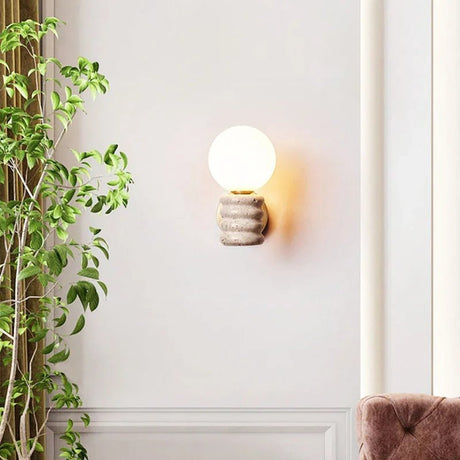 Japanese Fresh Natural Yellow Travertine Wall Lamp - Hans Lumiere