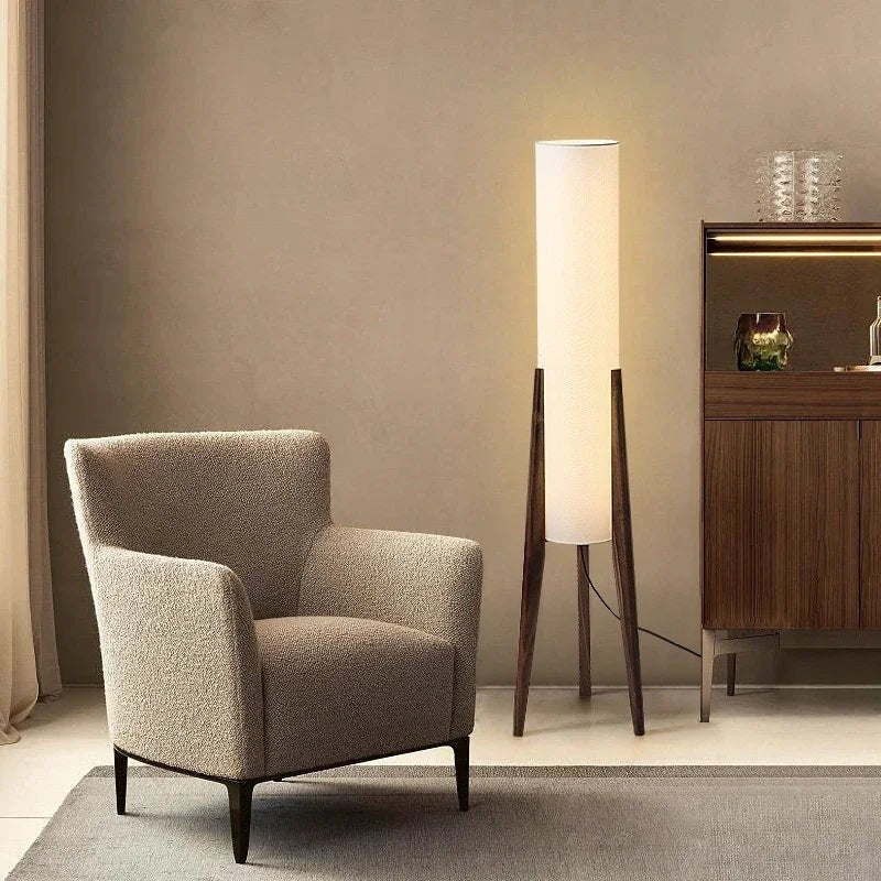 Japanese Retro Wabi-Sabi Solid Wood Floor Lamp - Hans Lumiere