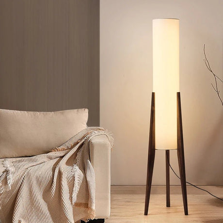 Japanese Retro Wabi-Sabi Solid Wood Floor Lamp - Hans Lumiere