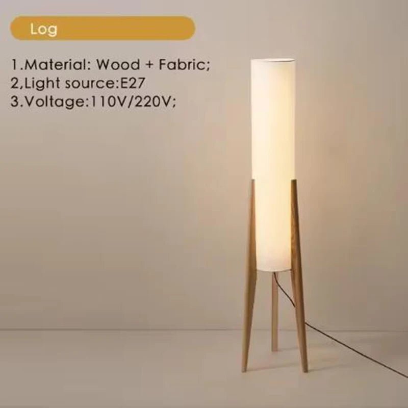 Japanese Retro Wabi-Sabi Solid Wood Floor Lamp - Hans Lumiere