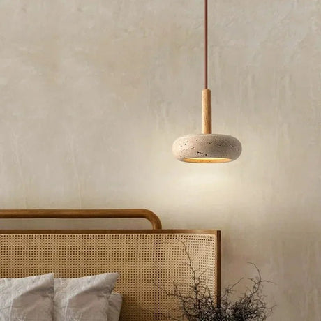 Japanese Style Stone Wood LED Pendant Lamp - Hans Lumiere