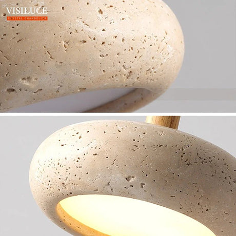 Japanese Style Stone Wood LED Pendant Lamp - Hans Lumiere