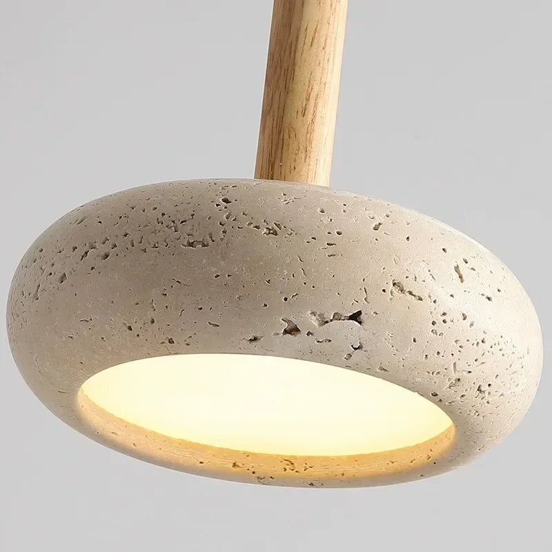 Japanese Style Stone Wood LED Pendant Lamp - Hans Lumiere
