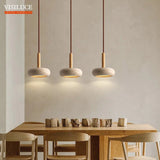 Japanese Style Stone Wood LED Pendant Lamp - Hans Lumiere