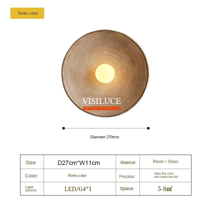 Japanese Style Wabi Sabi Retro Round LED Wall Lamp - Hans Lumiere