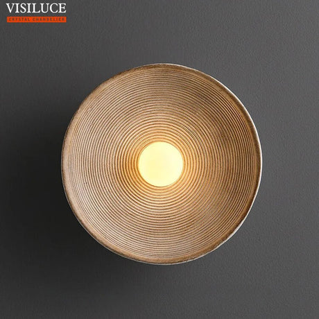Japanese Style Wabi Sabi Retro Round LED Wall Lamp - Hans Lumiere