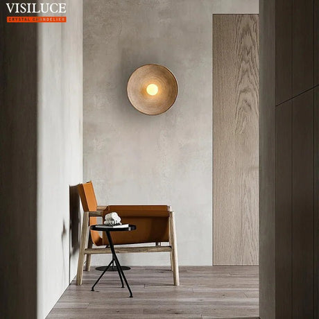 Japanese Style Wabi Sabi Retro Round LED Wall Lamp - Hans Lumiere