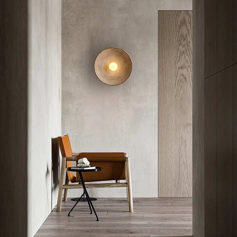 Japanese Style Wabi Sabi Retro Round LED Wall Lamp - Hans Lumiere