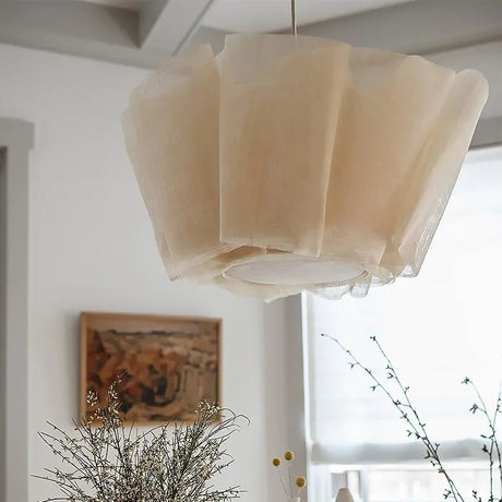 Japanese Wabi Sabi Handmade Fabric Lampshade LED Chandelier - Hans Lumiere