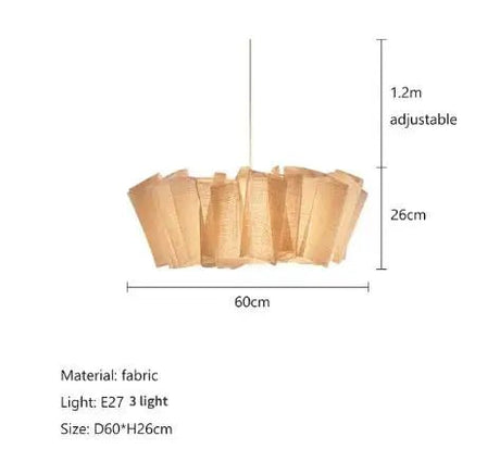 Japanese Wabi Sabi Handmade Fabric Lampshade LED Chandelier - Hans Lumiere