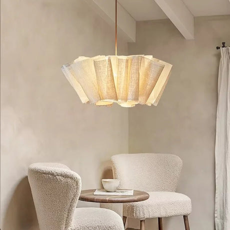 Japanese Wabi Sabi Handmade Fabric Lampshade LED Chandelier - Hans Lumiere