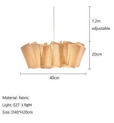 Japanese Wabi Sabi Handmade Fabric Lampshade LED Chandelier - Hans Lumiere