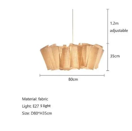 Japanese Wabi Sabi Handmade Fabric Lampshade LED Chandelier - Hans Lumiere
