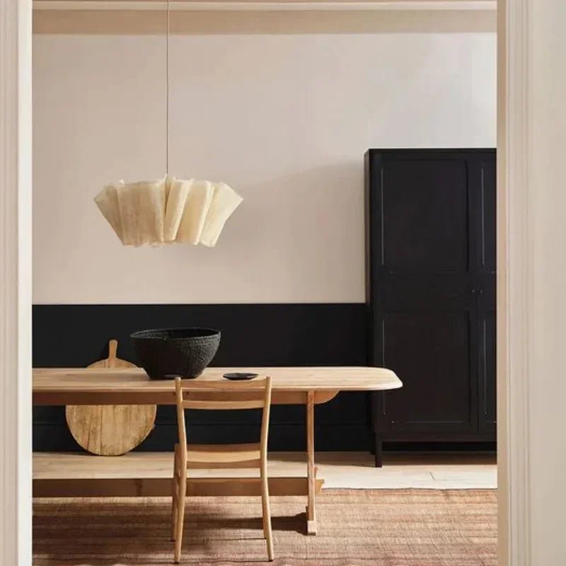 Japanese Wabi Sabi Handmade Fabric Lampshade LED Chandelier - Hans Lumiere