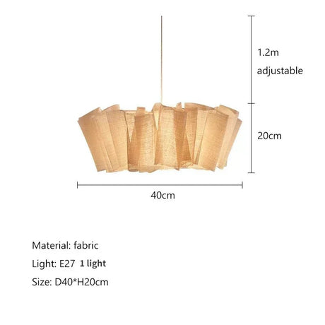 Japanese Wabi Sabi Handmade Fabric Lampshade LED Chandelier - Hans Lumiere