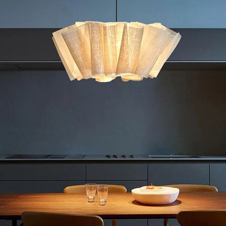 Japanese Wabi Sabi Handmade Fabric Lampshade LED Chandelier - Hans Lumiere