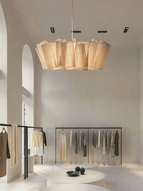 Japanese Wabi Sabi Handmade Fabric Lampshade LED Chandelier - Hans Lumiere