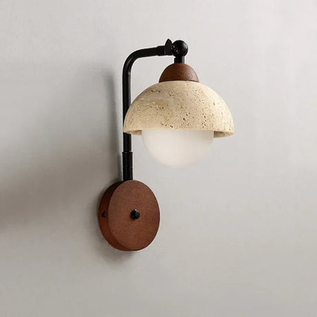 Japanese Warm Yellow Travertine Half Circle Atmosphere LED Light - Hans Lumiere