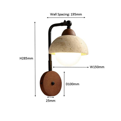 Japanese Warm Yellow Travertine Half Circle Atmosphere LED Light - Hans Lumiere