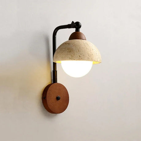 Japanese Warm Yellow Travertine Half Circle Atmosphere LED Light - Hans Lumiere
