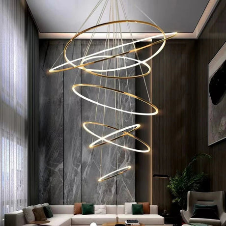 Large Gold Circle Steel Ring LED Chandelier - Hans Lumiere
