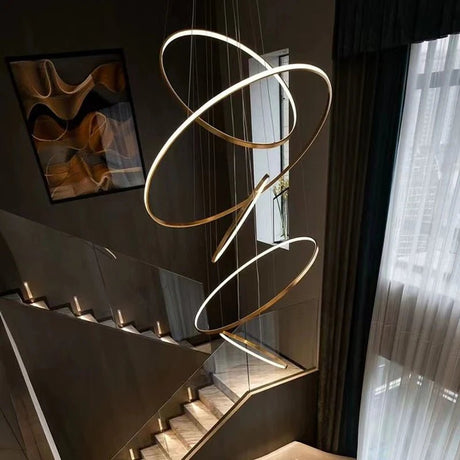 Large Gold Circle Steel Ring LED Chandelier - Hans Lumiere