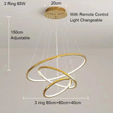 Large Gold Circle Steel Ring LED Chandelier - Hans Lumiere