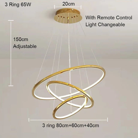 Large Gold Circle Steel Ring LED Chandelier - Hans Lumiere