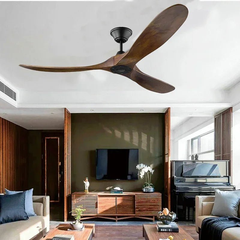 Large Wood Blades Ceiling Fan With Remote Control - Hans Lumiere