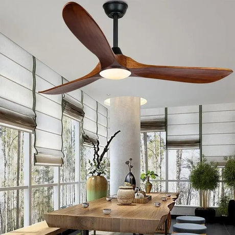 Large Wood Blades Ceiling Fan With Remote Control - Hans Lumiere