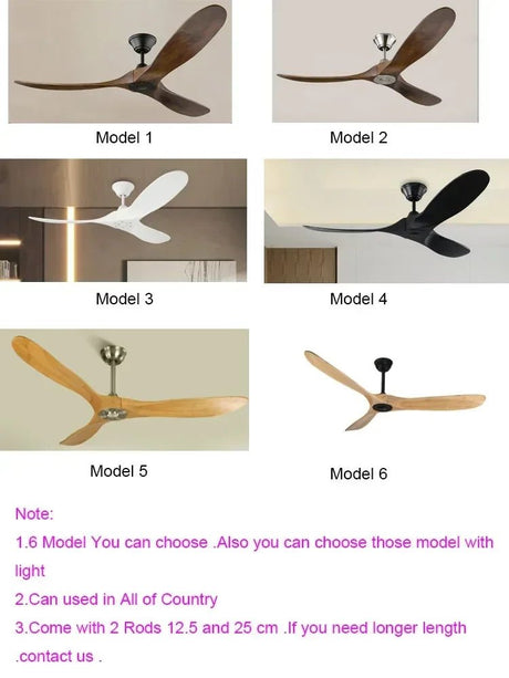 Large Wood Blades Ceiling Fan With Remote Control - Hans Lumiere