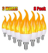 LED Flickering Flame Candelabra Bulbs E12 E14 E27, 1.2W 1800K, 3 Modes, 8 Pack - Hans Lumiere