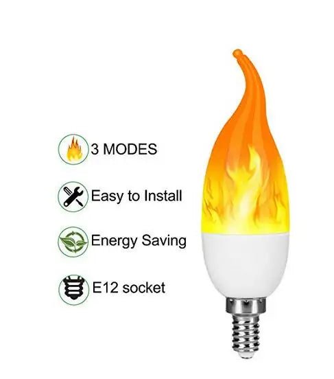 LED Flickering Flame Candelabra Bulbs E12 E14 E27, 1.2W 1800K, 3 Modes, 8 Pack - Hans Lumiere