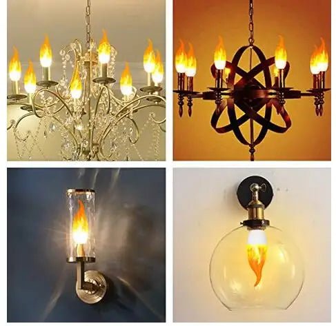 LED Flickering Flame Candelabra Bulbs E12 E14 E27, 1.2W 1800K, 3 Modes, 8 Pack - Hans Lumiere
