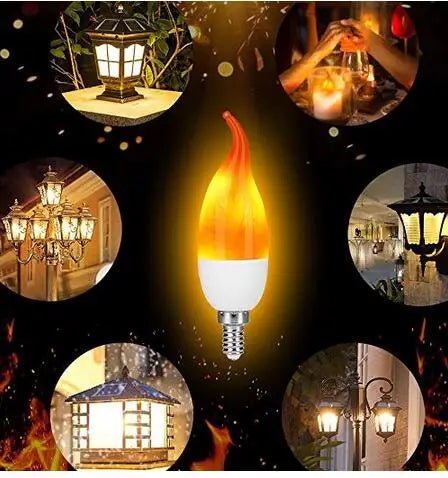 LED Flickering Flame Candelabra Bulbs E12 E14 E27, 1.2W 1800K, 3 Modes, 8 Pack - Hans Lumiere