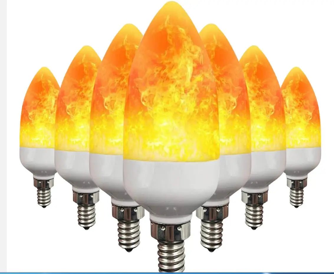LED Flickering Flame Candelabra Bulbs E12 E14 E27, 1.2W 1800K, 3 Modes, 8 Pack - Hans Lumiere