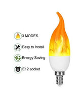 LED Flickering Flame Candelabra Bulbs E12 E14 E27, 1.2W 1800K, 3 Modes, 8 Pack - Hans Lumiere