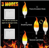 LED Flickering Flame Candelabra Bulbs E12 E14 E27, 1.2W 1800K, 3 Modes, 8 Pack - Hans Lumiere