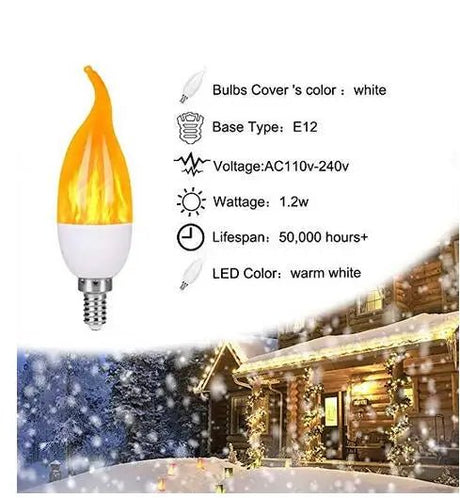 LED Flickering Flame Candelabra Bulbs E12 E14 E27, 1.2W 1800K, 3 Modes, 8 Pack - Hans Lumiere