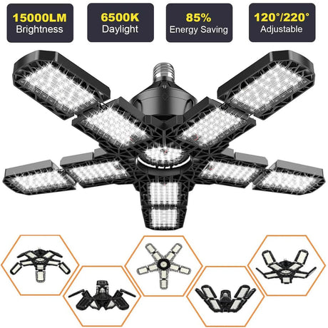 LED Garage Ceiling Shop Work Lighting With 10 Adjustable Panels - Hans Lumiere
