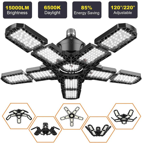 LED Garage Ceiling Shop Work Lighting With 10 Adjustable Panels - Hans Lumiere